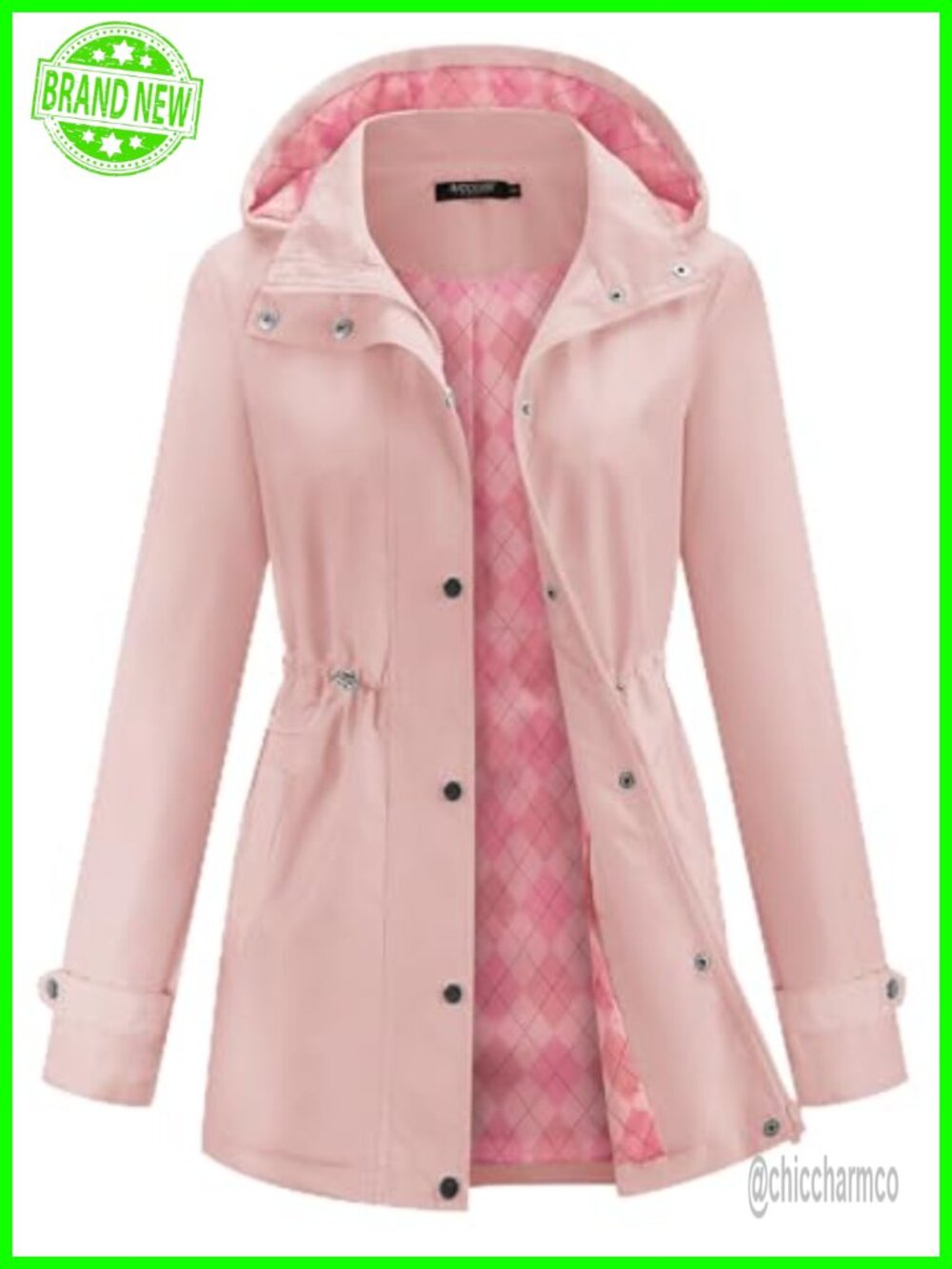 Waterproof Lightweight Hooded Raincoat Button Zipper Outdoor Hiking Travel